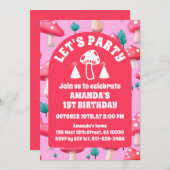 Magische Pilzgarten Geburtstagsfeier Einladung (Vorne/Hinten)