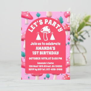 Magische Pilzgarten Geburtstagsfeier Einladung