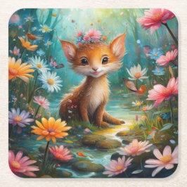 Magische Pilzschmetterlinge Rechteckiger Pappuntersetzer