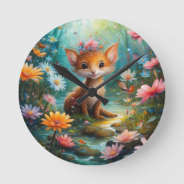 Magische Pilzschmetterlinge Runde Wanduhr