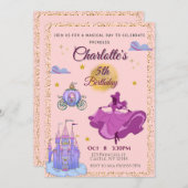 Magische Prinzessin Geburtstag - Rosa Einladung (Vorne/Hinten)