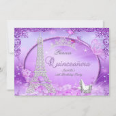 Magische Prinzessin Quinceanera Lila High Heels Einladung (Vorderseite)