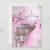 Magische Prinzessin Quinceanera Masquerade Rosa Einladung (Vorderseite)