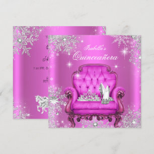 Magische Prinzessin Quinceanera Rosa Geburtstagsfe Einladung