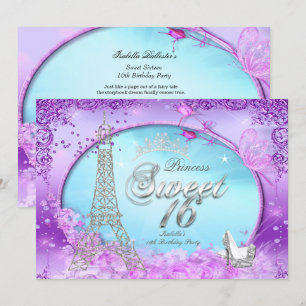 Magische Prinzessin Sweet 16 Lila Türkis Blau Einladung