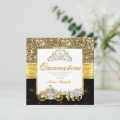 Magische Quinceanera Gold Black Horriage Einladung (Stehend Vorderseite)