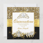 Magische Quinceanera Gold Black Horriage Einladung (Vorderseite)