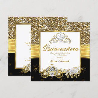 Magische Quinceanera Gold Black Horriage Einladung