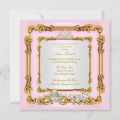 Magische Quinceanera Pink Gold Pferd Carriage Einladung (Rückseite)