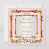Magische Quinceanera Pink Gold Pferd Carriage Einladung (Vorderseite)