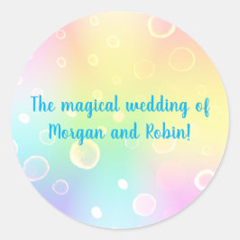 Magische Rainbow-Hochzeit Runder Aufkleber