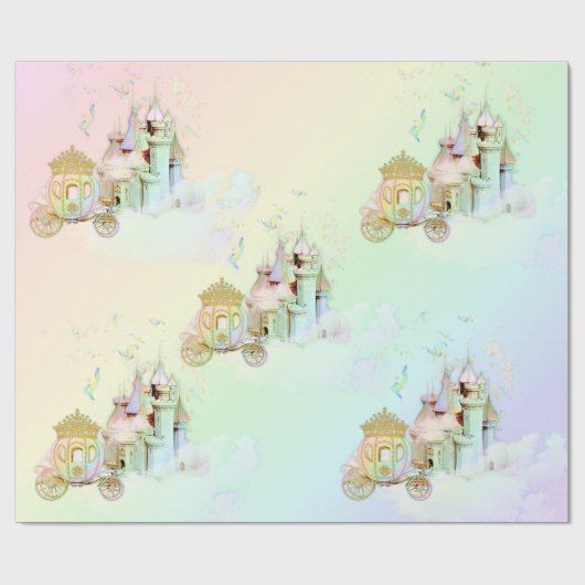 Magische Rainbow-Prinzessin-Burgbeförderung Geschenkpapier (Flach)