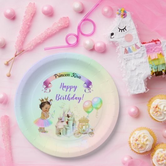 Magische Rainbow-Prinzessin-Burgbeförderung Pappteller (Party)