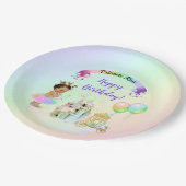Magische Rainbow-Prinzessin-Burgbeförderung Pappteller (Schrägansicht)