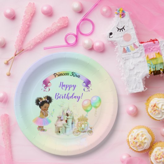 Magische Rainbow-Prinzessin-Burgbeförderung Pappteller (Party)