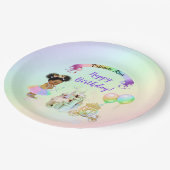 Magische Rainbow-Prinzessin-Burgbeförderung Pappteller (Schrägansicht)