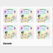 Magische Rainbow-Prinzessin-Burgbeförderung Quadratischer Aufkleber (Blatt)