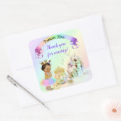 Magische Rainbow-Prinzessin-Burgbeförderung Quadratischer Aufkleber (Umschlag)