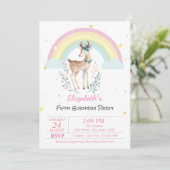 Magische Rainbow Rentier Stars Einladung zum Gebur (Stehend Vorderseite)