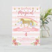 Magische Rainbow Unicorn Geburtstagsparty Einladun Einladung (Stehend Vorderseite)