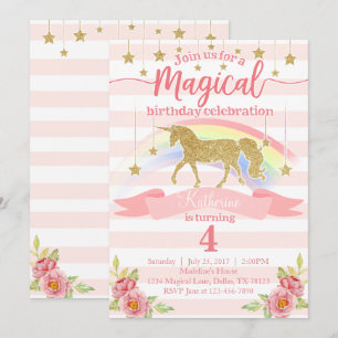 Magische Rainbow Unicorn Geburtstagsparty Einladun Einladung