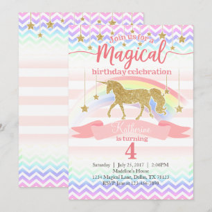 Magische Rainbow Unicorn Geburtstagsparty Einladun Einladung