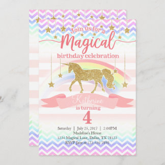 Magische Rainbow Unicorn Geburtstagsparty Einladun Einladung