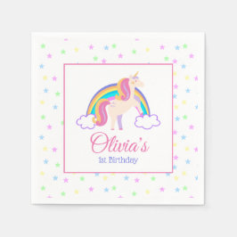 Magische Rainbow Unicorn Geburtstagsparty Serviette