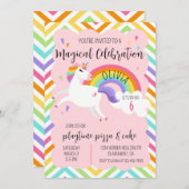 Magische Rainbow Unicorn Girl Birthday Einladung (Vorne/Hinten)