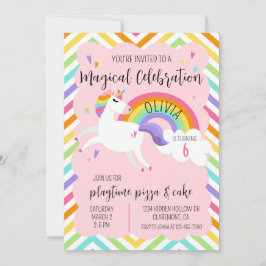 Magische Rainbow Unicorn Girl Birthday Einladung