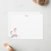 Magische Rainbow Unicorn Personalisiert Stationery Mitteilungskarte (Vorderseite/Rückseite Beispiel)