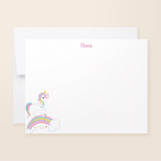 Magische Rainbow Unicorn Personalisiert Stationery Mitteilungskarte