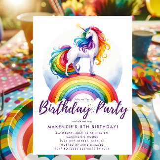 Magische Rainbow Unicorn zum Geburtstag Einladung