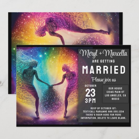 Magische Regenbogen Cosmic Liebhaber Fantasy Weddi Einladung (Vorne/Hinten)