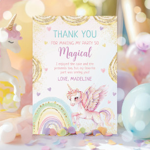Magische Regenbogen Einhorn Pink Gold Geburtstagsp Dankeskarte