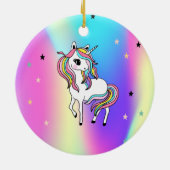 Magische Regenbogen-Einhorn-Sterne Holografisch Keramik Ornament (Hinten)