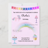 Magische Regenbogen-Einhorn-Süßigkeiten Geburtstag Einladung (Vorderseite)