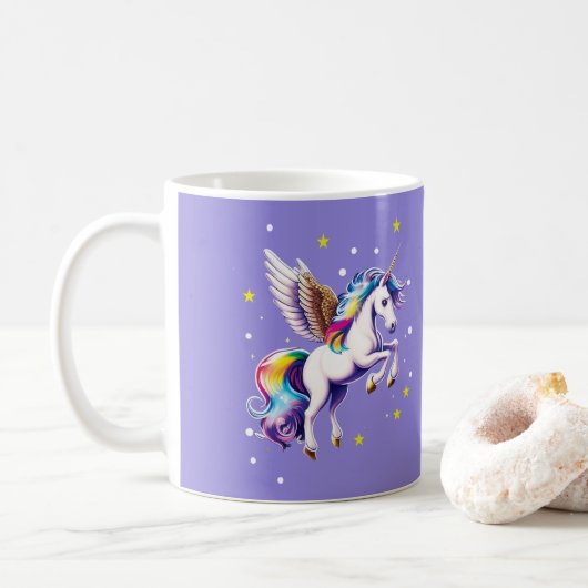 Magische Regenbogen-Einhornkaffee-Tasse Kaffeetasse (Mit Donut)