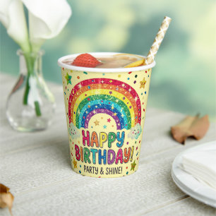 Magische Regenbogen-Geburtstagsparty Papier Pappbecher