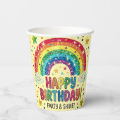 Magische Regenbogen-Geburtstagsparty Papier Pappbecher (Rückseite)