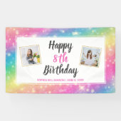 Magische Regenbogen-Glitzern Geburtstag Custom-Fot Banner (Horizontal)