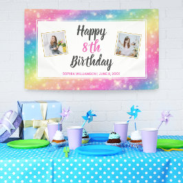 Magische Regenbogen-Glitzern Geburtstag Custom-Fot Banner