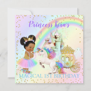 Magische Regenbogen-Prinzessinnen-Schloss-Kutsche- Einladung