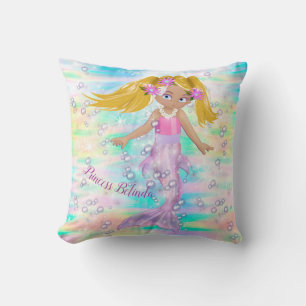 Magische Regenbogenblasen & Baby Girl Mermaids Kissen
