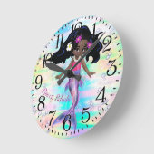 Magische Regenbogenblasen & Baby Mermaids Runde Wanduhr (Winkel)