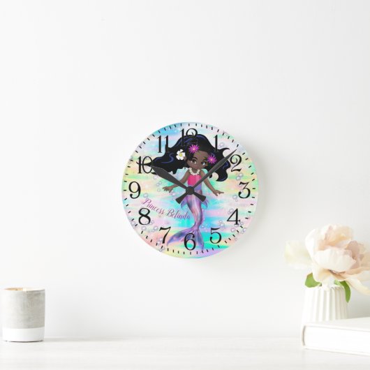 Magische Regenbogenblasen & Baby Mermaids Runde Wanduhr (Zuhause)
