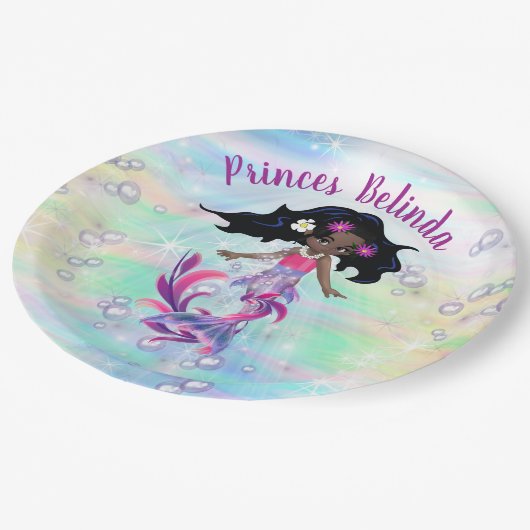 Magische Regenbogenblasen, Einhorndusche Pappteller (Schrägansicht)