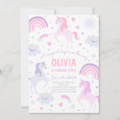 Magische Regenbogenfeier Iridescent Unicorn Geburt Einladung (Vorderseite)
