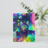 Magische Regenbogenkatze - Postkarte (Stehend Vorderseite)