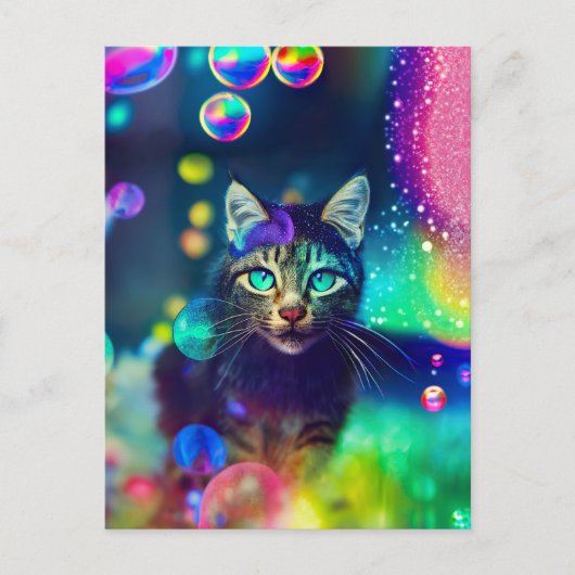 Magische Regenbogenkatze - Postkarte (Vorderseite)